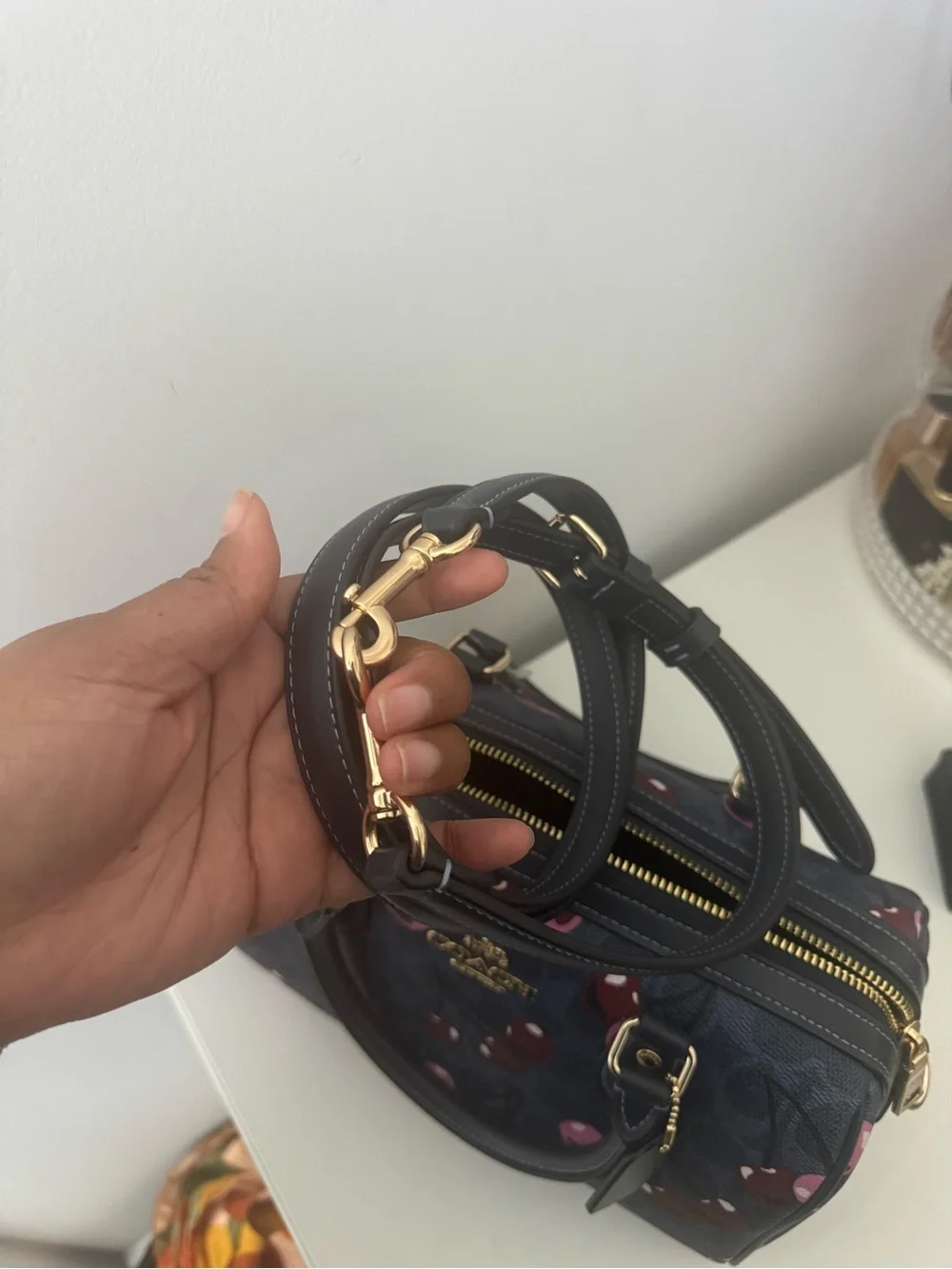 NWT Coach Rowan Satchel Cherry Signature Canvas | NWOT Snap Wallet & Charm